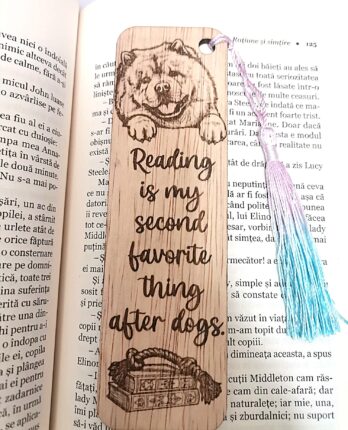 Semn de carte ChowChow gravat pe lemn