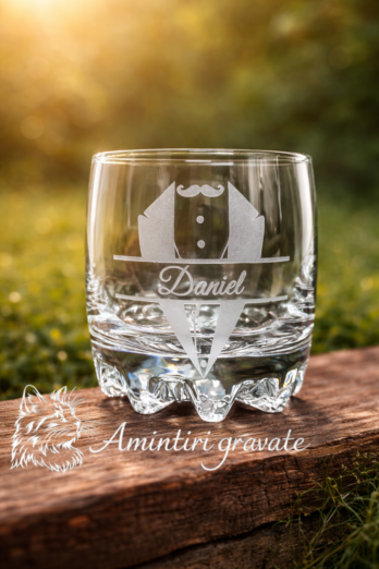 Pahar Whisky Gravat Costum Mire Personalizat – Nuntă